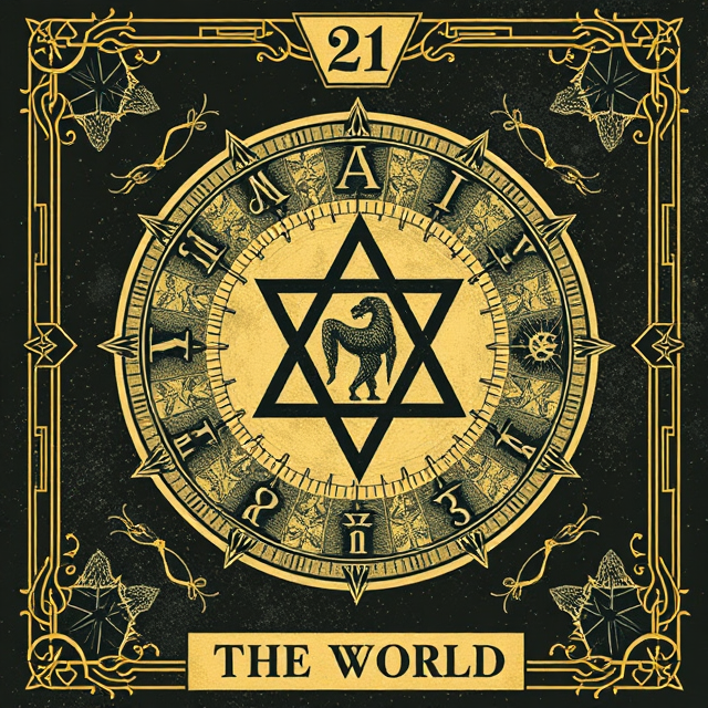 The World tarot card representing completion, wholeness, integration, and reaching a full cycle.