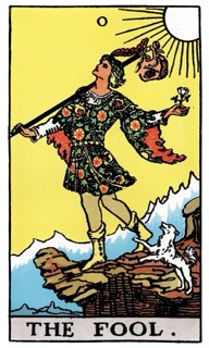 Rider-Waite Tarot card The Fool, symbolizing new beginnings, openness, and trust in the journey ahead.