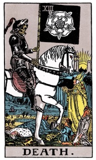Rider-Waite Tarot card Death, representing endings, transformation, and necessary change.