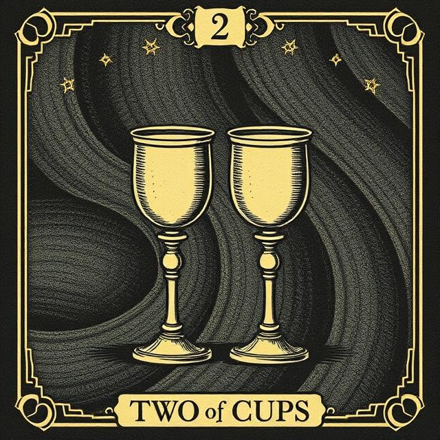 Two of Cups tarot icon depicting two cups facing each other, symbolizing mutual connection, partnership, and emotional balance.