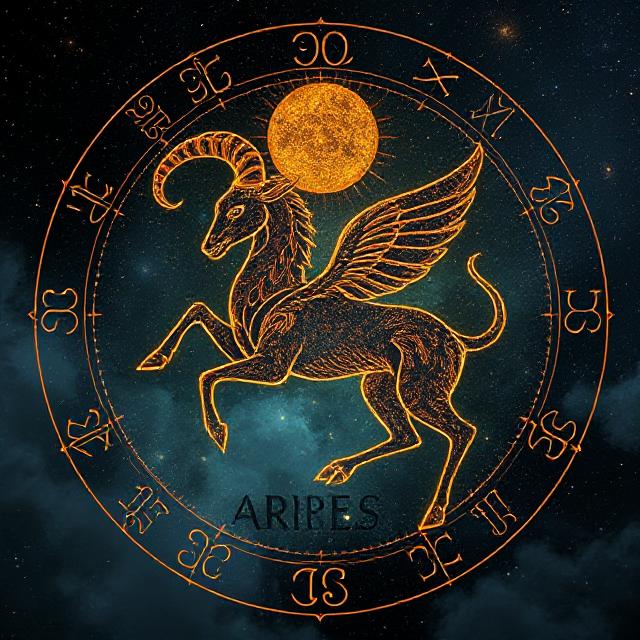 Aries zodiac sign illustration symbolizing boldness, fire, and leadership.