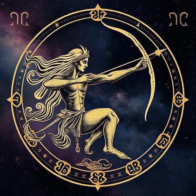 Sagittarius zodiac sign illustration symbolizing freedom, exploration, and fire element expansion.