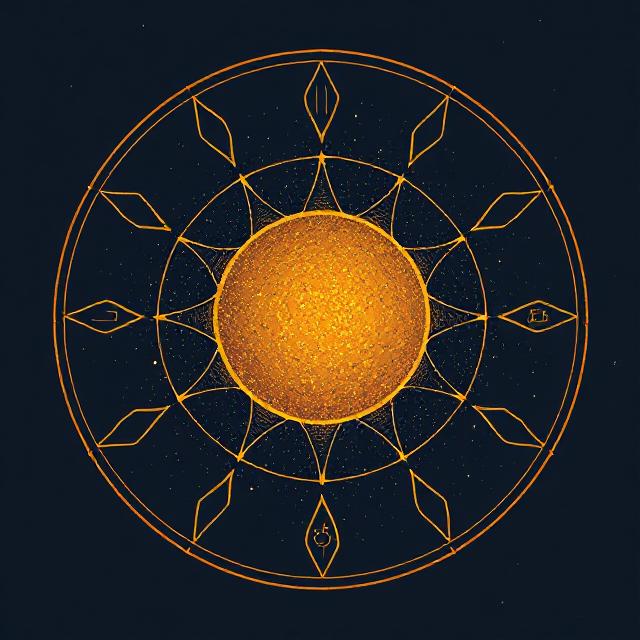 Astrological Sun symbol representing identity, vitality, and the way a person expresses purpose and direction in life.