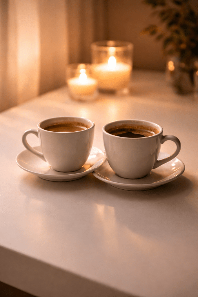 Two cups placed together symbolising relationship dynamics and synastry astrology analysis.