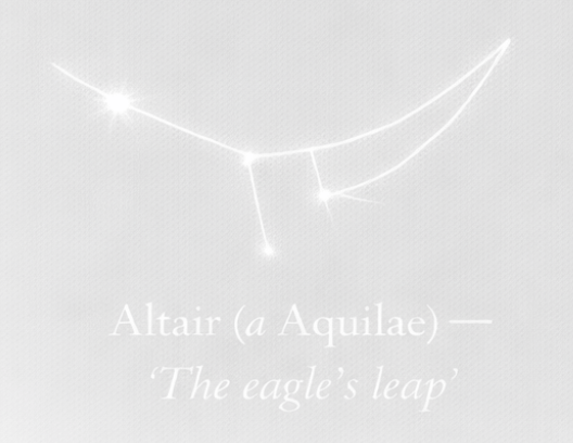 Fixed star Altair shown as a soaring figure, symbolizing bold action, courage, leadership through movement, and decisive forward momentum.