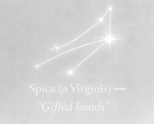 Fixed star Spica illustrated as refined skill and grace, representing talent, protection through craft, and rewards earned through precision.