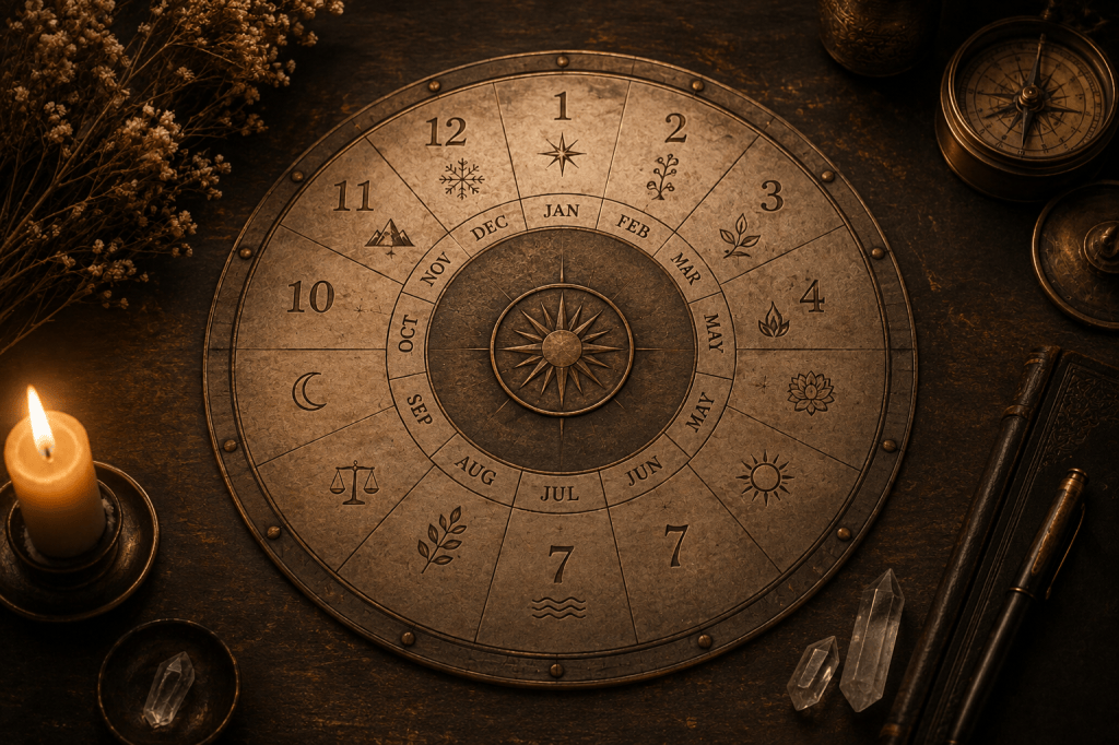 Personal Year numerology calendar showing monthly and daily cycles for personalised timing and planning.
