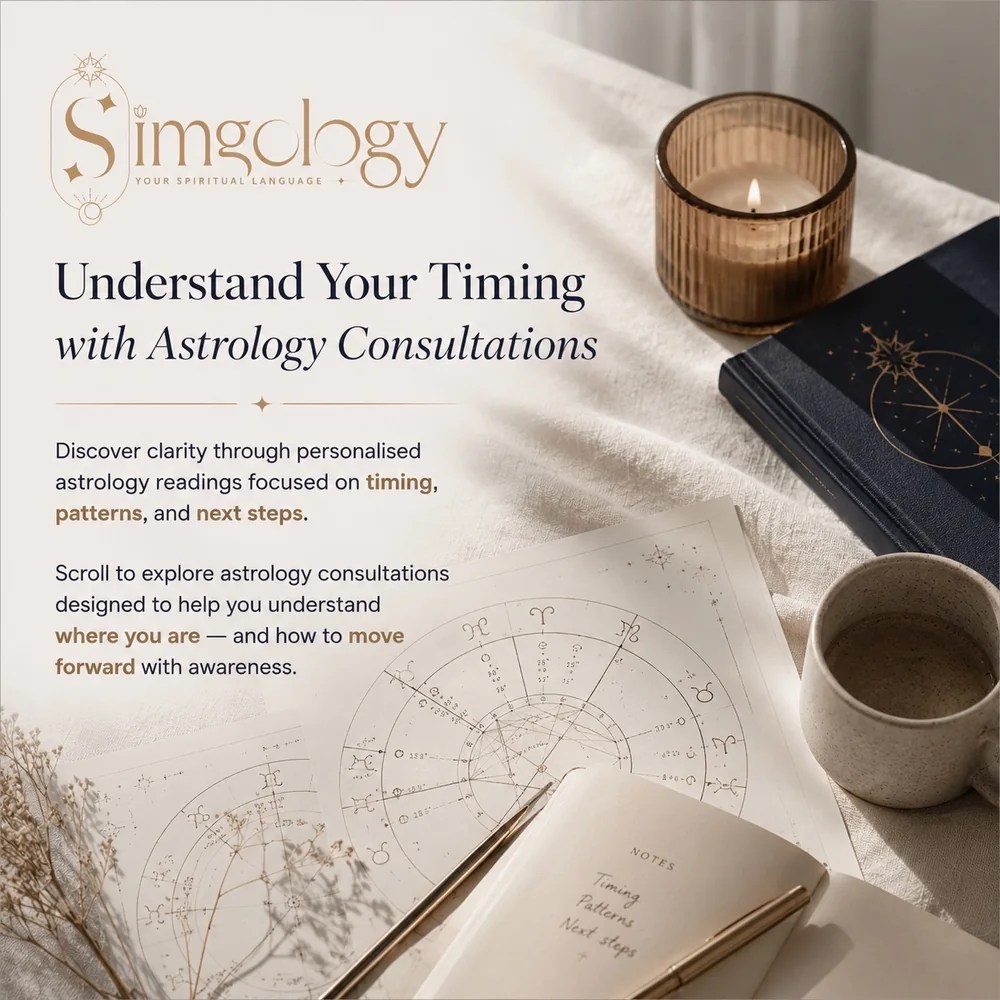 Simgology astrology consultations with natal chart, timing notes and personalised reading materials.