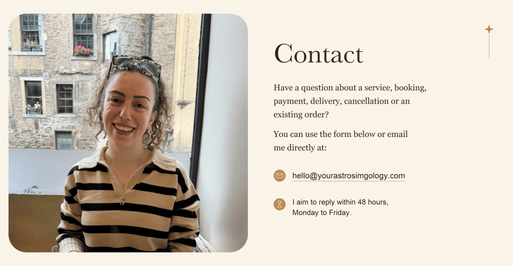 Contact Simgology with questions about astrology, numerology or tarot services, bookings, payments, cancellations, consultations and digital delivery.