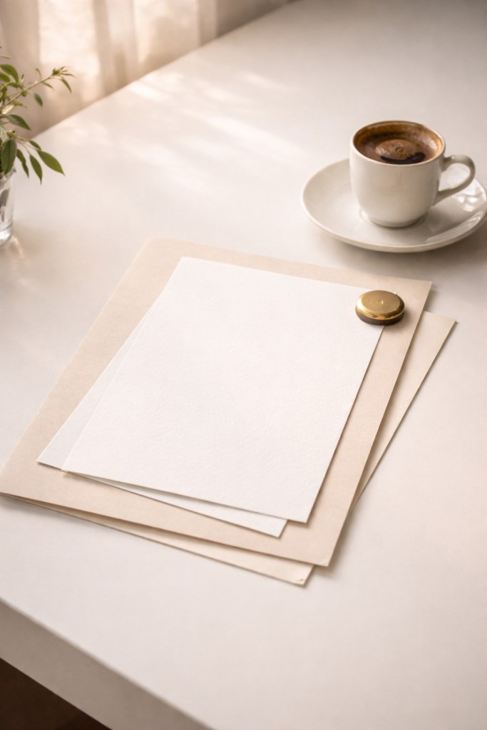 Cream writing paper and a coffee cup, illustrating the combined Natal and Forecast consultation.